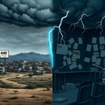 Flick International A stark landscape of a neglected village depicting the impact of foreign aid cuts