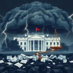 Flick International A dramatic storm cloud over the White House symbolizes political tension