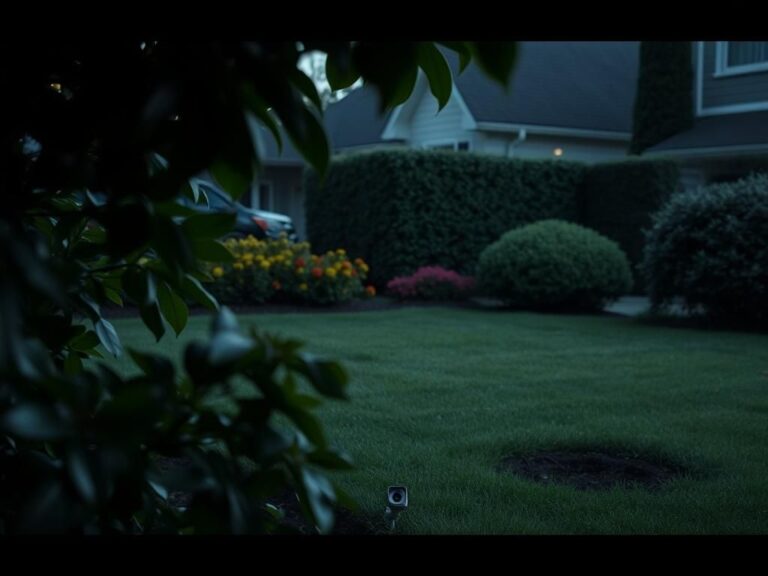 Flick International Hidden camera discreetly placed among garden foliage