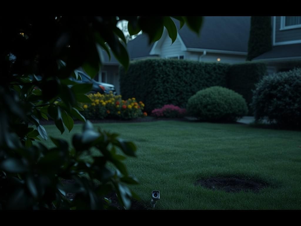 Flick International Hidden camera discreetly placed among garden foliage