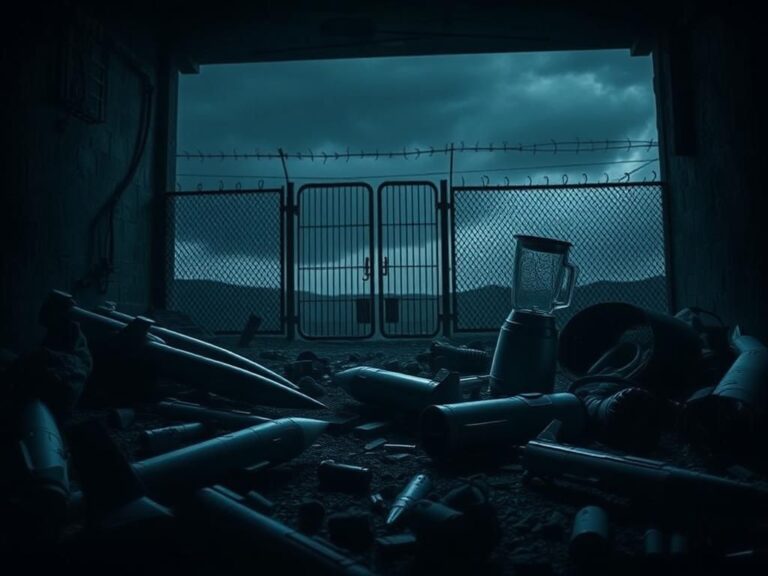 Flick International A dark military bunker scene with scattered advanced technology and a cryptographic device disguised as a blender.