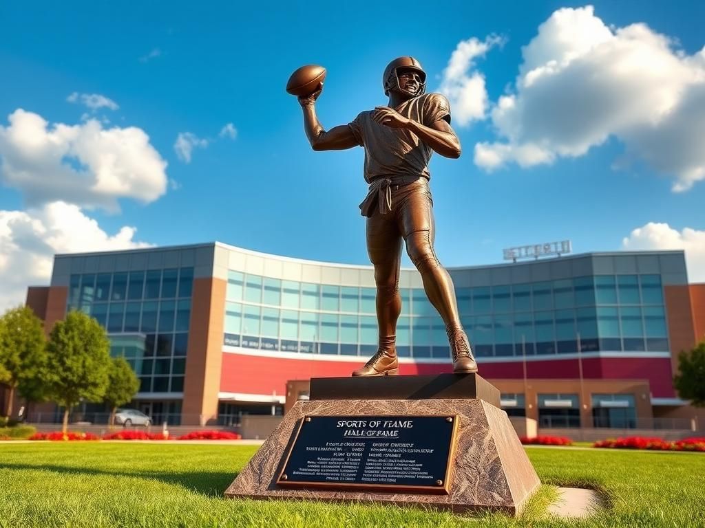 Flick International 12-foot bronze statue of Tom Brady in a dynamic throwing pose