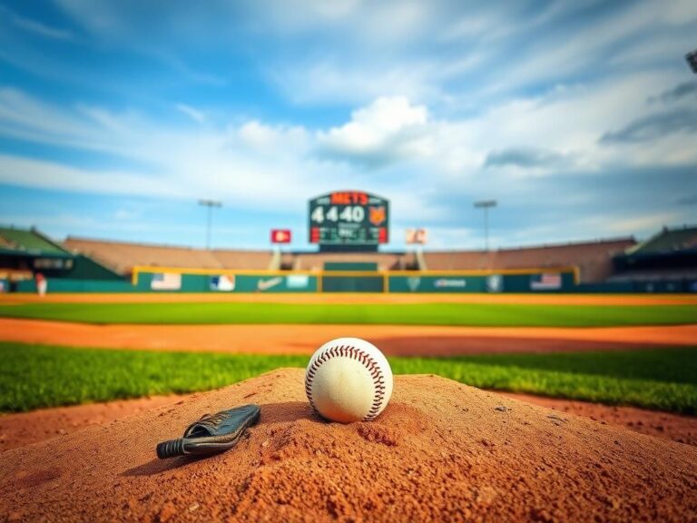 Flick International Empty pitcher’s mound with a baseball and cleats, symbolizing Kodai Senga's exit due to injury