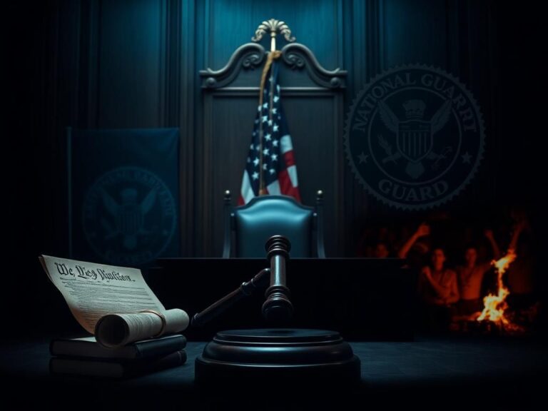 Flick International Courtroom setting with empty judge's bench and gavel, symbolizing authority