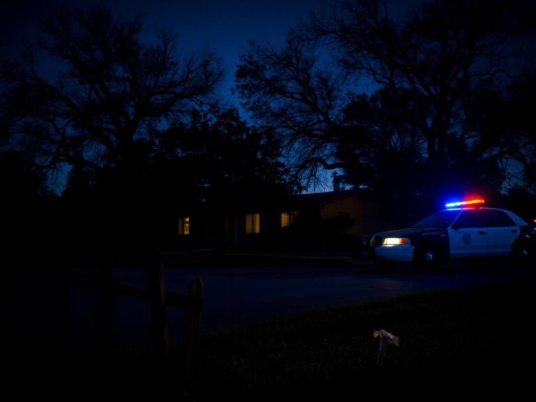 Flick International Quiet neighborhood scene in San Antonio, Texas, illuminated by dim lights