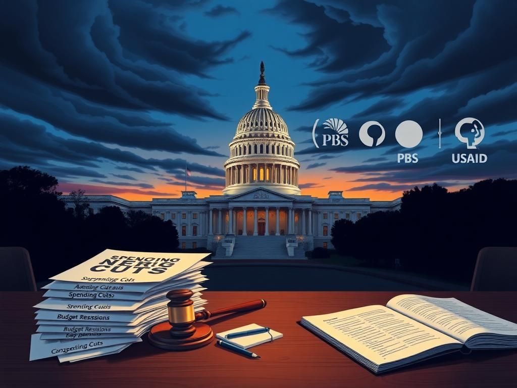 Flick International Conceptual illustration of the U.S. Capitol building at twilight, symbolizing political tension amidst budget discussions.
