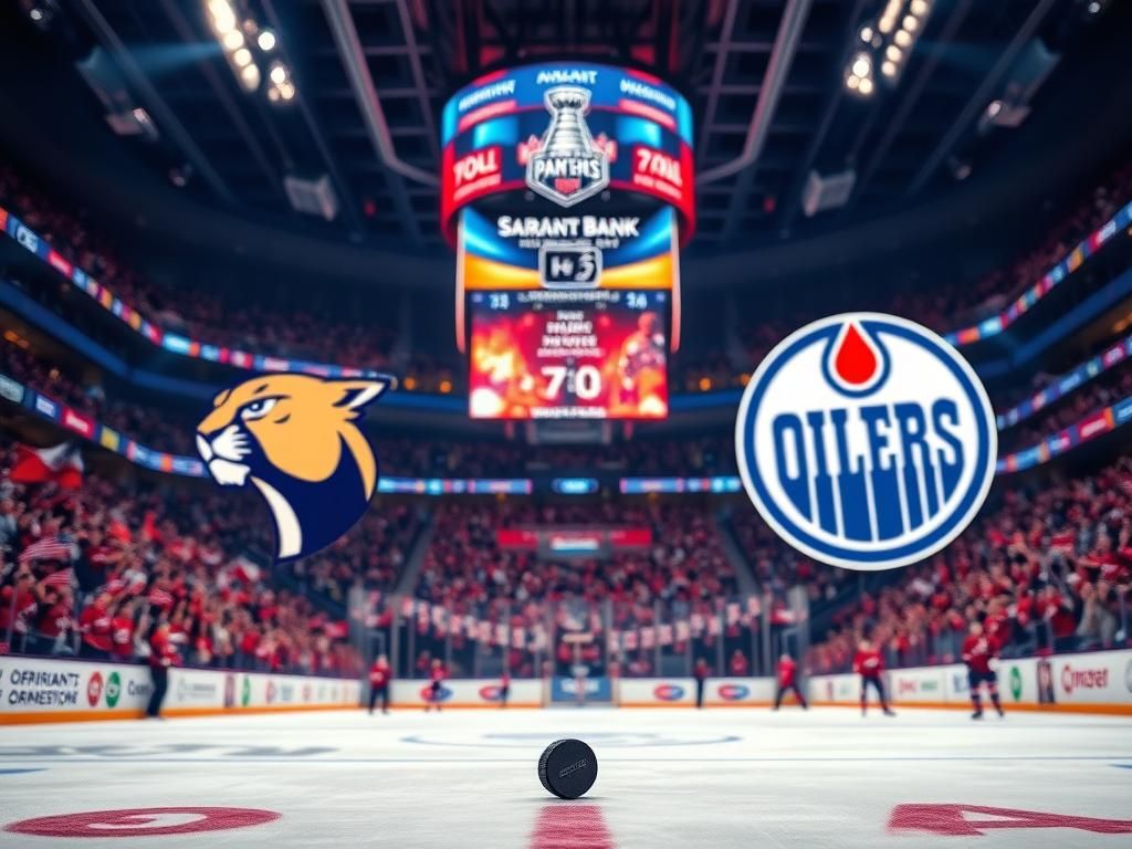 Flick International Exciting scene of the Stanley Cup Final ice hockey game featuring the Florida Panthers and Edmonton Oilers