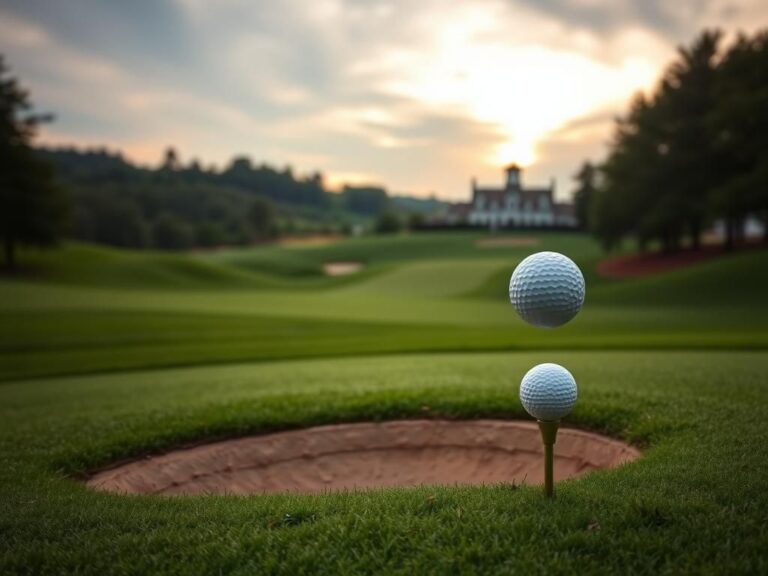 Flick International A tranquil view of the iconic Oakmont golf course at dusk, featuring manicured fairways and a picturesque sand trap.