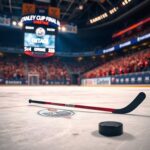 Flick International Intense moment from the Stanley Cup Final showing a hockey rink with a victory scene.