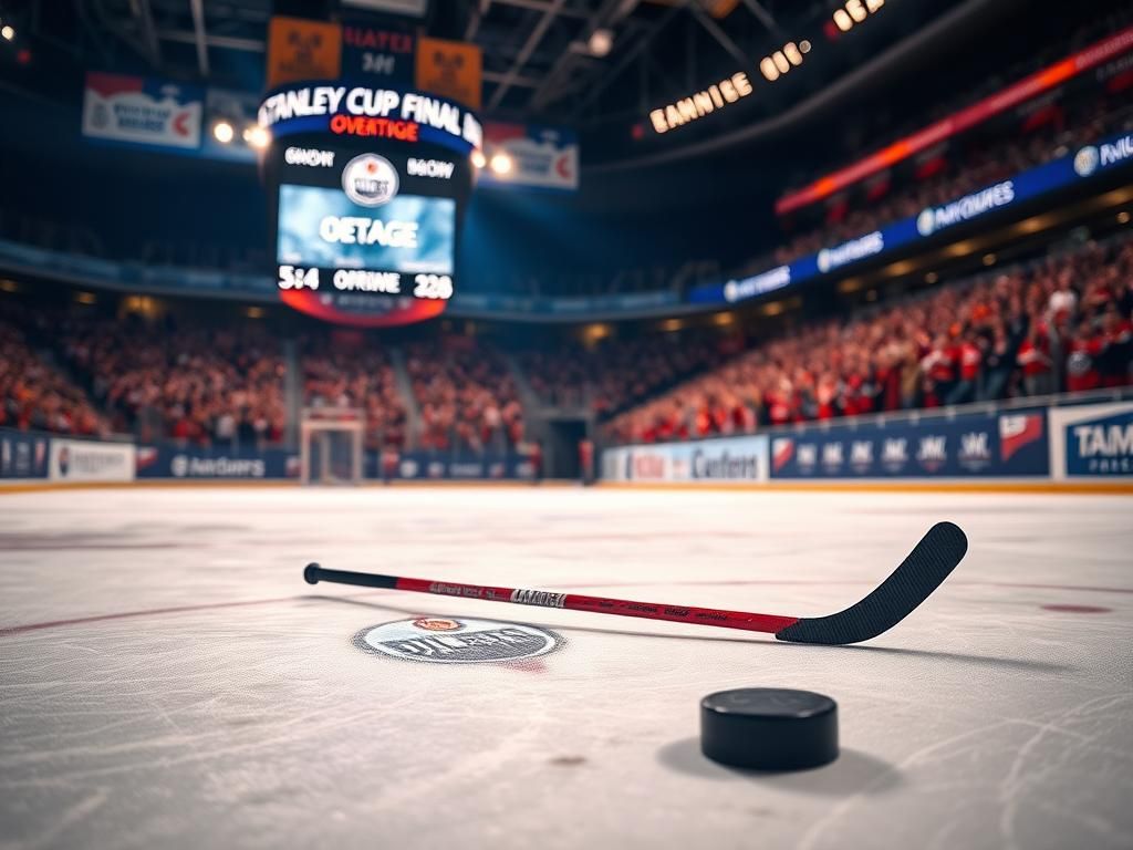 Flick International Intense moment from the Stanley Cup Final showing a hockey rink with a victory scene.