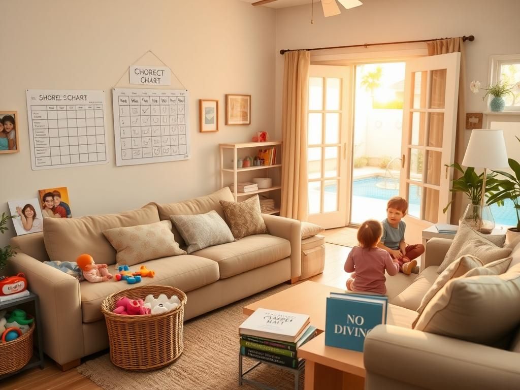 Flick International Cozy family living room emphasizing structure and responsibility