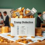 Flick International A decorative box labeled 'Trump Deduction' overflowing with golden coins and dollar bills