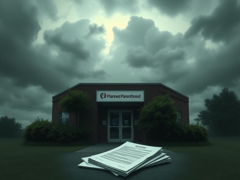 Flick International Dramatic representation of a Planned Parenthood health center under scrutiny