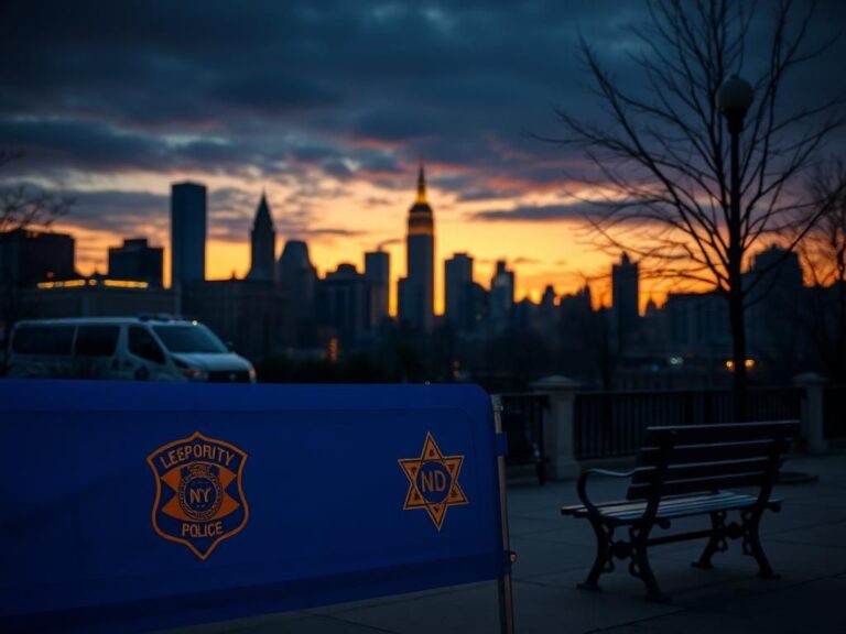 Flick International New York City skyline at dusk with a Star of David illuminated on a synagogue