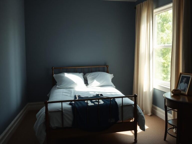 Flick International Empty bedroom with a sports jersey draped over a bed, symbolizing loss and remembrance.
