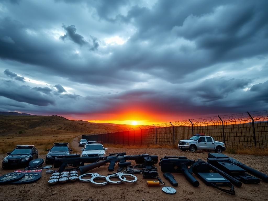 Flick International Border fence under a cloudy sky symbolizing security and law enforcement