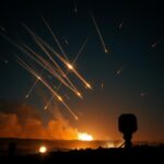 Flick International Night sky filled with ballistic missiles launched towards Israel