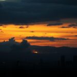 Flick International Dramatic skyline of Tehran at sunset with explosions and missile launch site silhouette