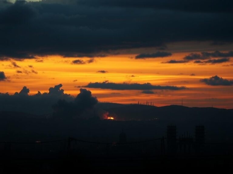 Flick International Dramatic skyline of Tehran at sunset with explosions and missile launch site silhouette