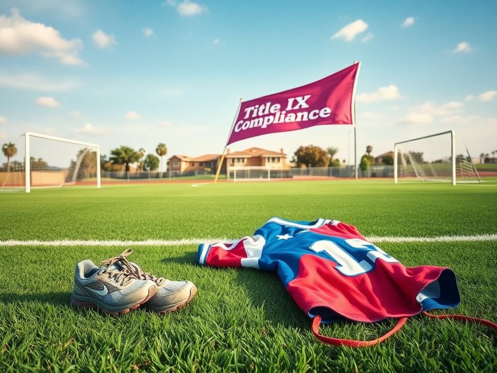 Flick International A vibrant green girls' soccer pitch in California with empty goalposts and abandoned sports gear
