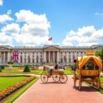 Flick International Buckingham Palace adorned with vibrant flags during Trooping the Colour ceremony