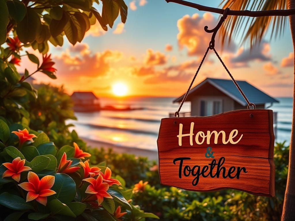 Flick International Tranquil sunset over a coastal Hawaiian home symbolizing love and stability