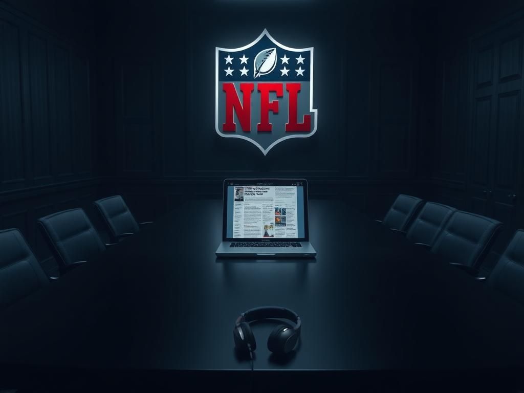 Flick International Dramatic NFL draft room with open laptop displaying negative reports about Shedeur Sanders