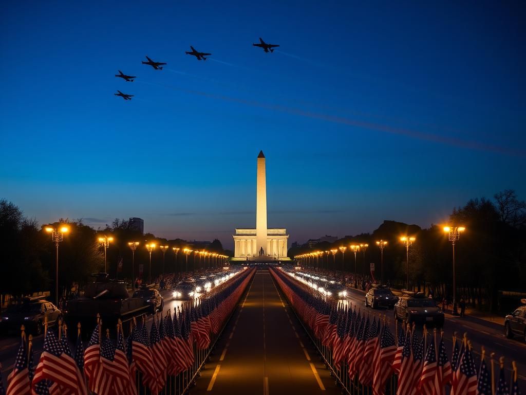 Flick International Military parade along the National Mall with tanks and aircraft