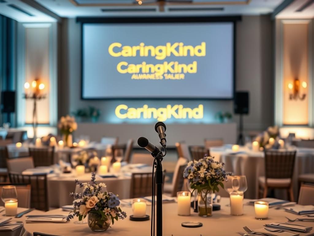 Flick International Elegant gala setting for the CaringKind Gala illuminating Alzheimer's awareness