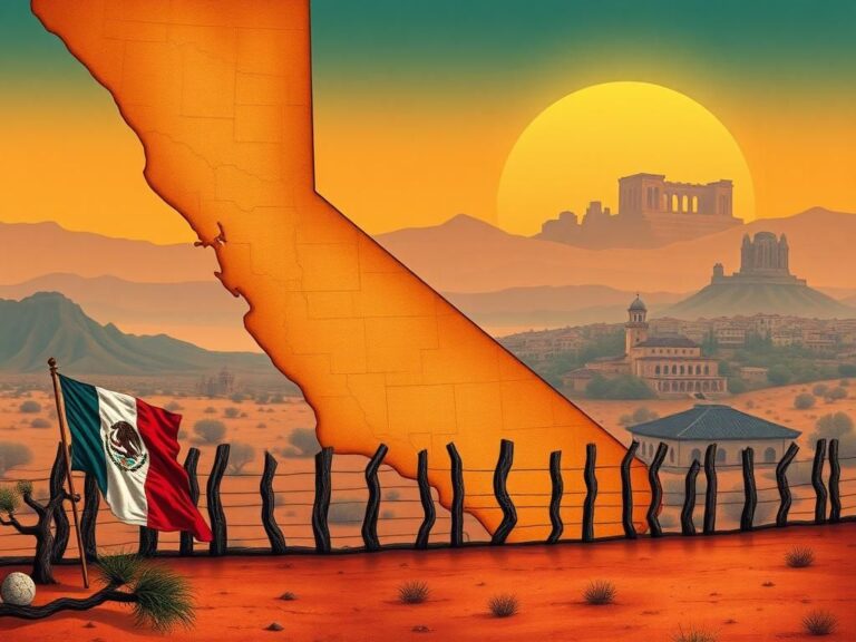 Flick International Illustration of a historical map from the 1830s depicting California and Texas as former Mexican territory.