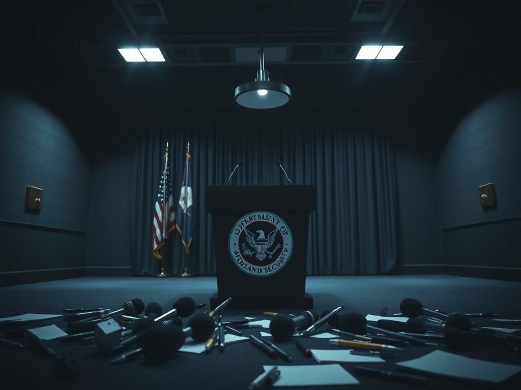 Flick International Abandoned press materials in a DHS press conference room after a senator's outburst