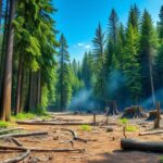Flick International Dense forest scene in Willamette National Forest showing old-growth trees and clear-cut areas