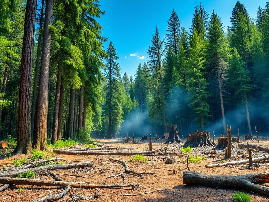 Flick International Dense forest scene in Willamette National Forest showing old-growth trees and clear-cut areas