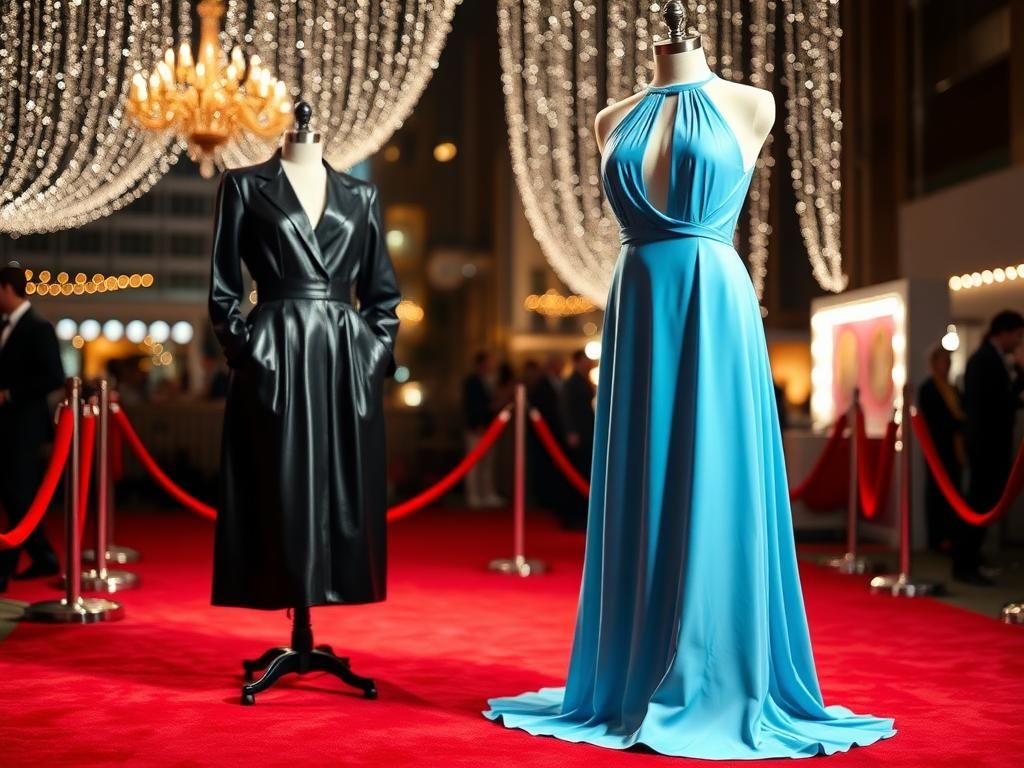 Flick International Sydney Sweeney in a vibrant icy blue halter dress with a keyhole cutout showcased against a softly lit red carpet backdrop