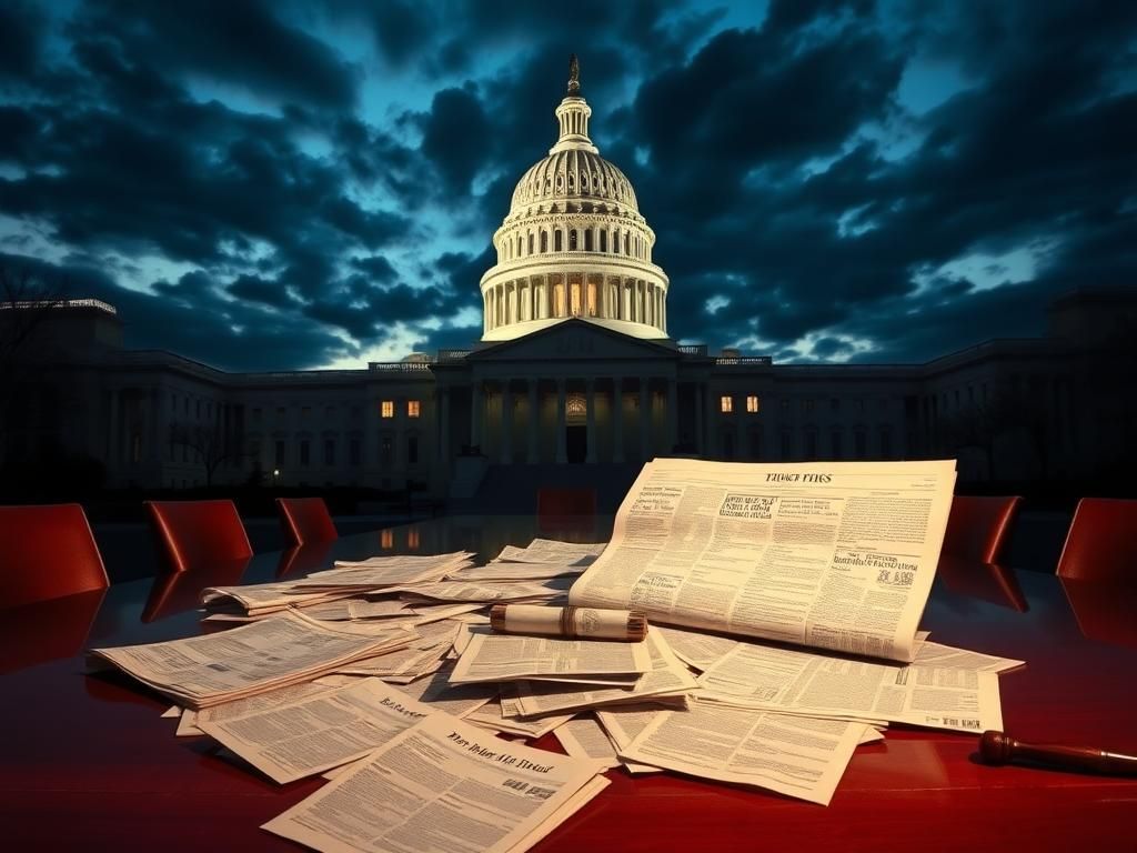 Flick International U.S. Capitol building illuminated at twilight with financial documents symbolizing tax provisions