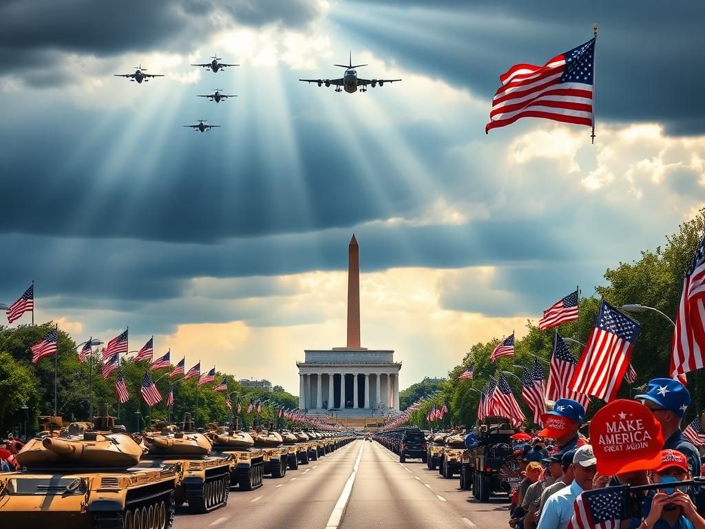 Flick International Grand military parade showcasing U.S. Army strength in Washington, D.C.