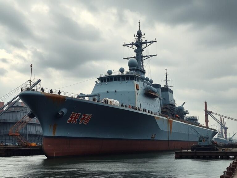 Flick International North Korea warship 'Kang Kon' upright in water at Rajin shipyard