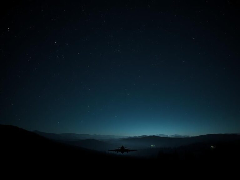 Flick International Mysterious sleek aircraft silhouette against a starry night sky