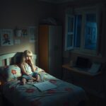 Flick International Dimly lit child's bedroom with colorful bedding and a blonde wig, symbolizing the themes of online safety and vulnerability.