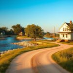 Flick International Tranquil view of Dixon, Illinois showcasing vintage architecture and the Rock River