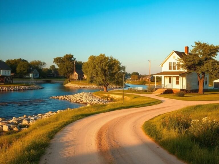 Flick International Tranquil view of Dixon, Illinois showcasing vintage architecture and the Rock River