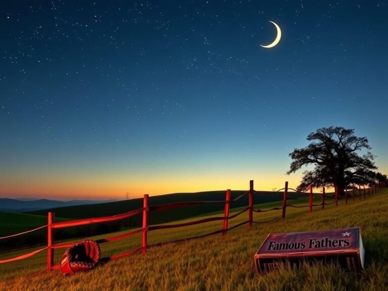 Flick International Idyllic American landscape at dusk with a twinkling starry sky and crescent moon