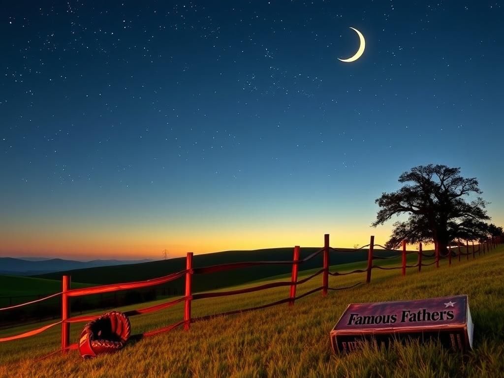 Flick International Idyllic American landscape at dusk with a twinkling starry sky and crescent moon