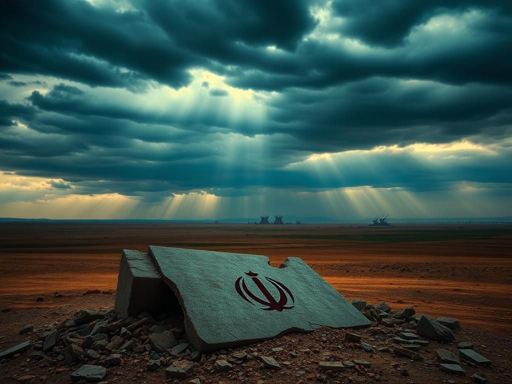 Flick International Aerial view of a desolate Middle Eastern landscape symbolizing conflict and destruction