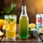 Flick International A vibrant still life of beverages showcasing sparkling green tea and colorful kombucha, with empty Diet Coke cans in the background.