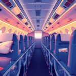 Flick International Illustration of an airplane cabin showcasing the contrast between the Comfort Plus and economy class sections