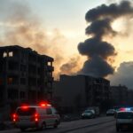 Flick International Aftermath of missile strikes in Israel showing a damaged residential building