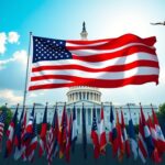 Flick International A stylized image of the American flag in front of the U.S. Capitol building symbolizing patriotism and republican values.