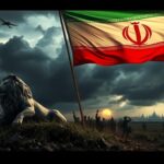 Flick International A crumbling statue of a lion overgrown with weeds, symbolizing the decaying Iranian regime