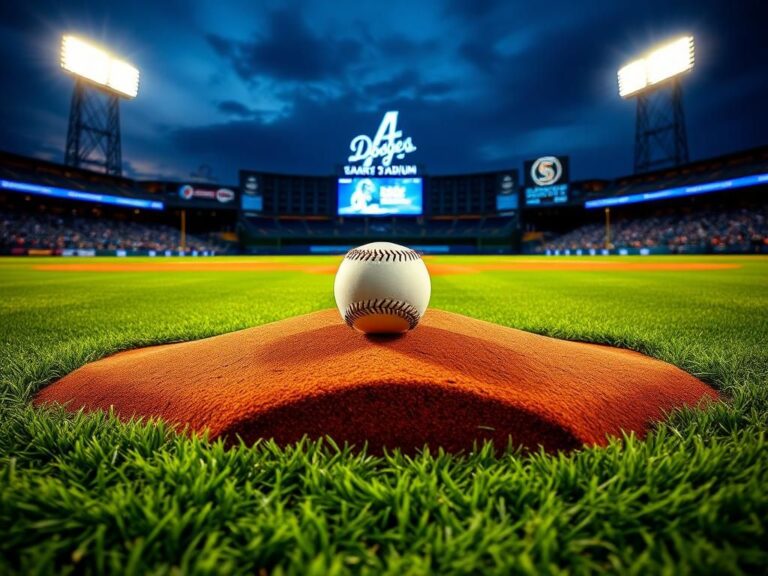 Flick International A dynamic baseball mound at Dodger Stadium at dusk, symbolizing Shohei Ohtani's return to pitching.